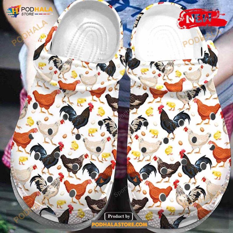 Farmer – White Chicken Pattern Crocs Classic Clog Shoes - Hot Sale 2025