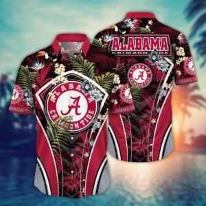Alabama Crimson Tide Botanical Leaf Hawaiian Shirt
