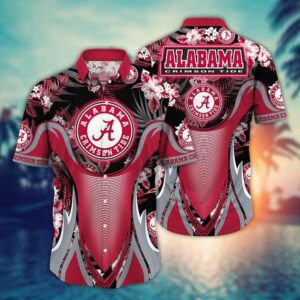 Alabama Crimson Tide Tropical Leaf Armor Design Hawaiian Shirt