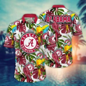 Alabama Crimson Tide Tropical Parrot Hawaiian Shirt