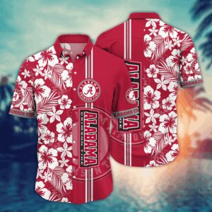 Alabama Crimson Tide White Floral Hawaiian Shirt