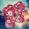 Alabama Crimson Tide White Floral Leaf Hawaiian Shirt