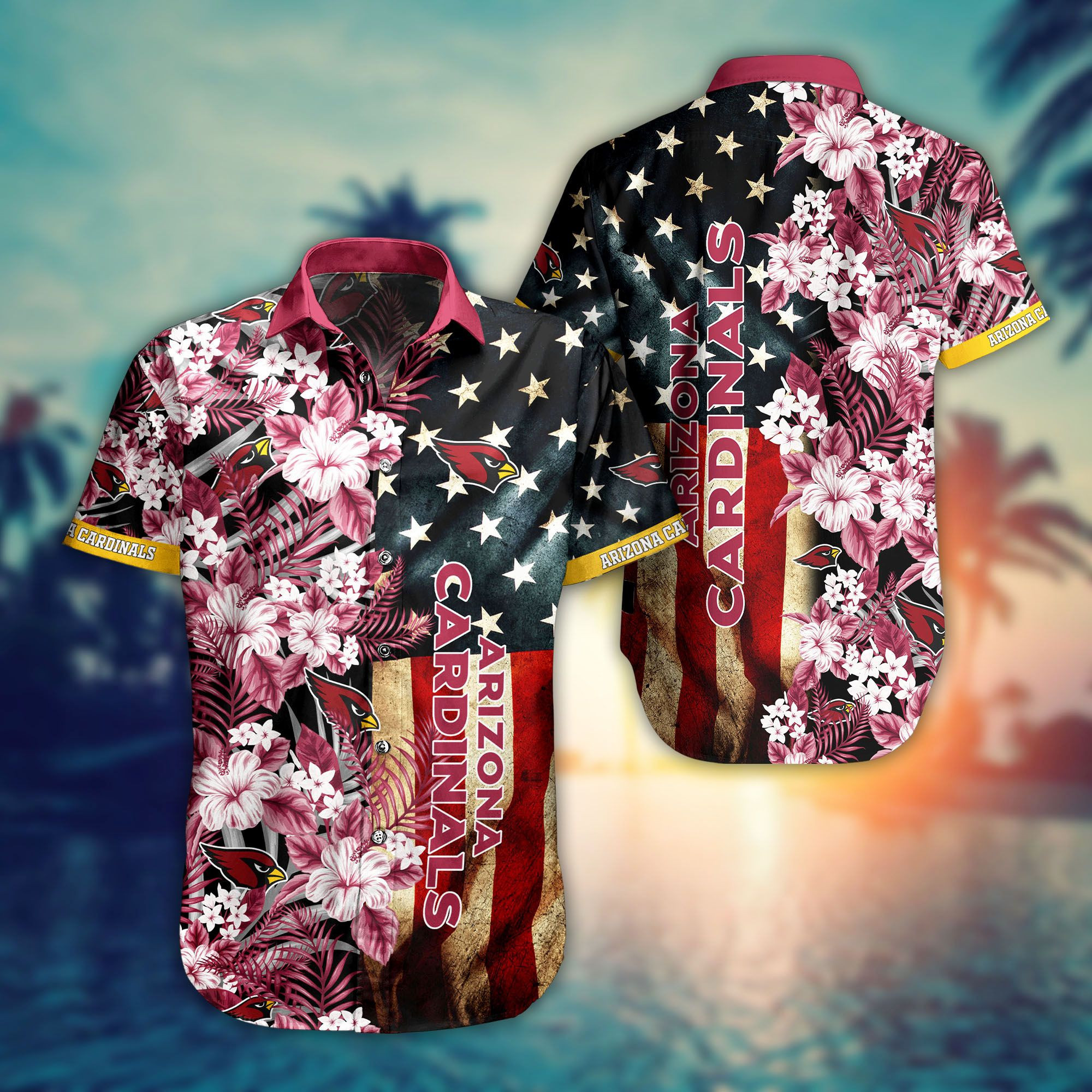 Arizona Cardinals NFL Aloha Flag Flower Hawaiian Shirt Arizona Cardinals NFL Aloha Flag Flower Hawaiian Shirt