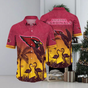 Arizona Cardinals NFL Flamingo And Flower Funny Hawaiian Shirt