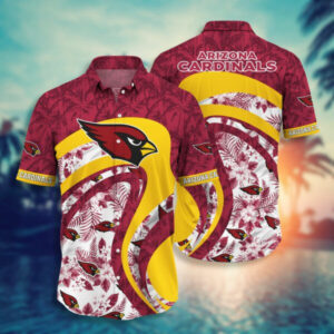 Arizona Cardinals NFL Line Waves Pattern Summer Hawaiian Shirt
