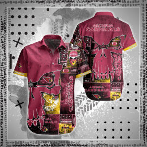 Arizona Cardinals NFL Skull Style Hawaiian Shirt