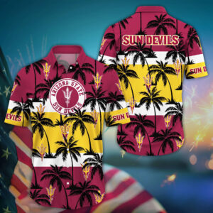 Arizona State Sun Devils Black Palm Tree Island Hawaiian Shirt