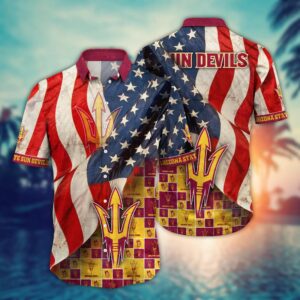 Arizona State Sun Devils Us America Flag Hawaiian Shirt