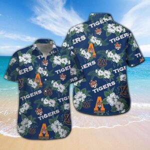 Auburn Tigers White Blossom Hawaiian Shirt