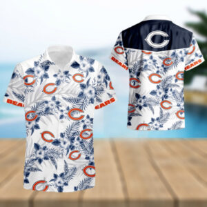 Chicago Bears NFL Floral White Background Hawaiian Shirt