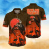 Cleveland Browns NFL Flora Sunset Hawaiian Shirt