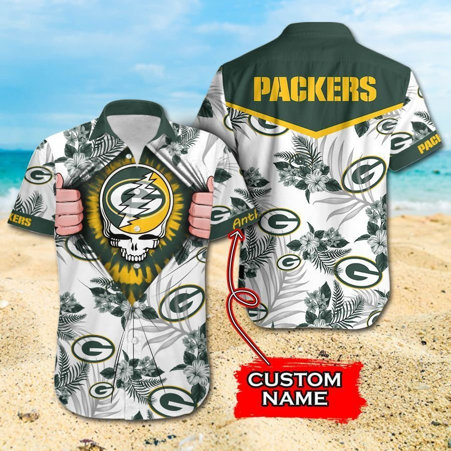 Custom Green Bay Packers Grateful Dead Hawaiian Shirt Custom Green Bay Packers Grateful Dead Hawaiian Shirt