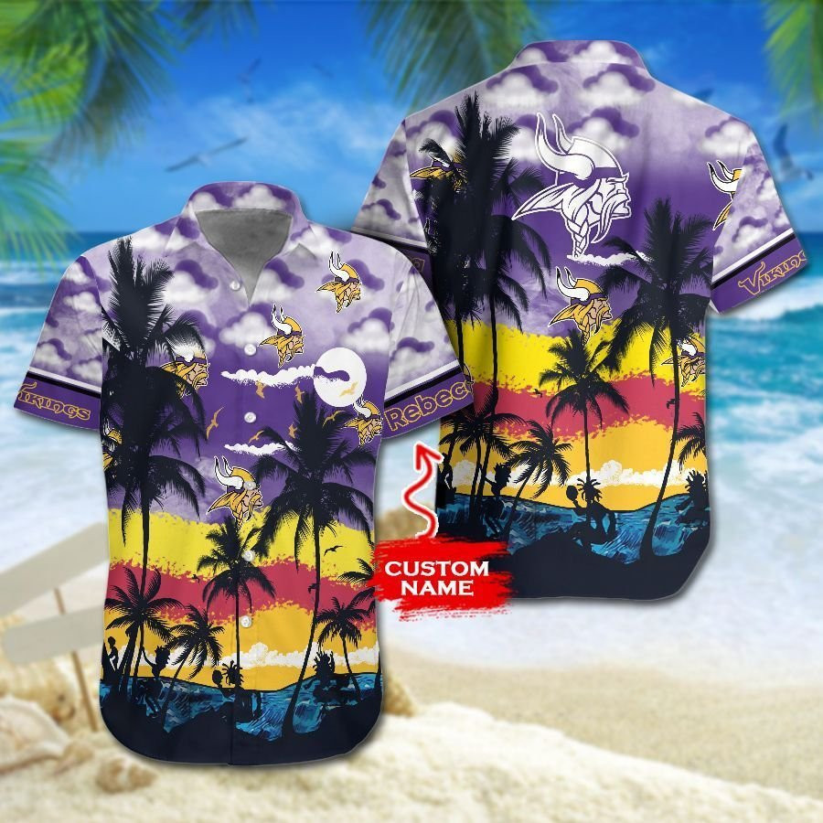 Custom Minnesota Vikings Football Aloha Summer Hawaiian Shirt Custom Minnesota Vikings Football Aloha Summer Hawaiian Shirt