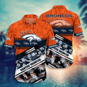 Denver Broncos NFL Camouflage Pattern Hawaiian Shirt