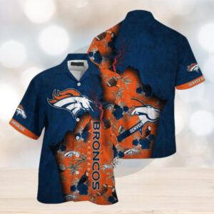 Denver Broncos NFL Navy Blue Orange Hawaiian Shirt