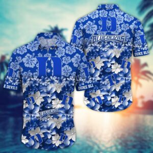 Duke Blue Devils Brightly Colored Flower Hawaiian Shirt