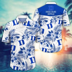 Duke Blue Devils Floral Aloha Hawaiian Shirt