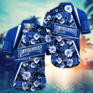 Duke Blue Devils Tropical Flowers Pattern Hawaiian Shirt