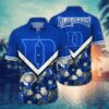 Duke Blue Devils White Aloha Floral Hawaiian Shirt