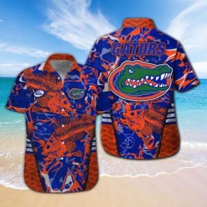 Florida Gators Fishbone Design Hawaiian Shirt