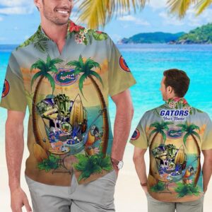 Florida Gators Party Flamingo Parrot In Beach Hawaiian Shirt