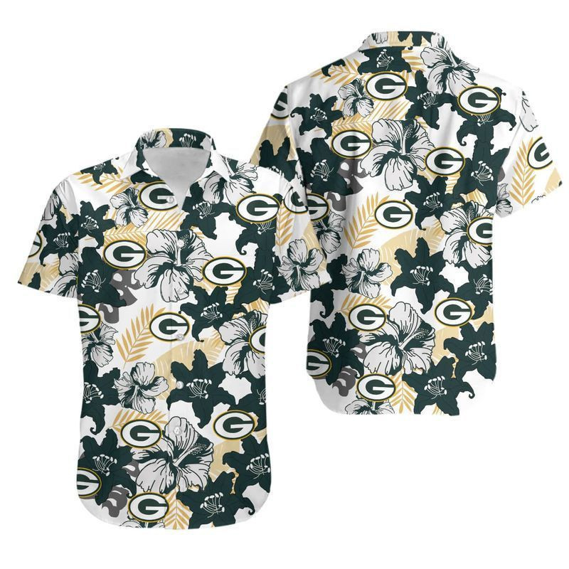 Green Bay Packers Aloha White Background Hawaiian Shirt Green Bay Packers Aloha White Background Hawaiian Shirt