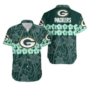 Green Bay Packers Flower And Logo Hawaiian Shirt