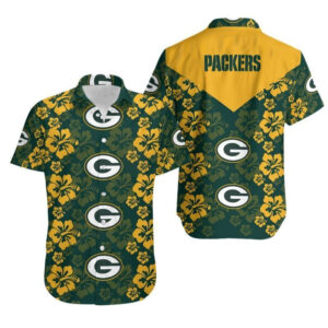 Green Bay Packers Hibiscus Flowers Hawaiian Shirt