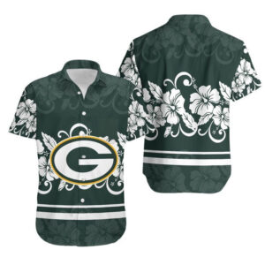 Green Bay Packers Hibiscus Flowers Logo Hawaiian Shirt