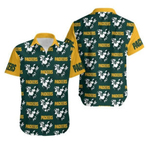 Green Bay Packers Mickey And Flowers Hawaiian Shirt