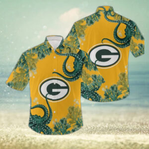 Green Bay Packers NFL Graphic Pattern Hawaiian Shirt