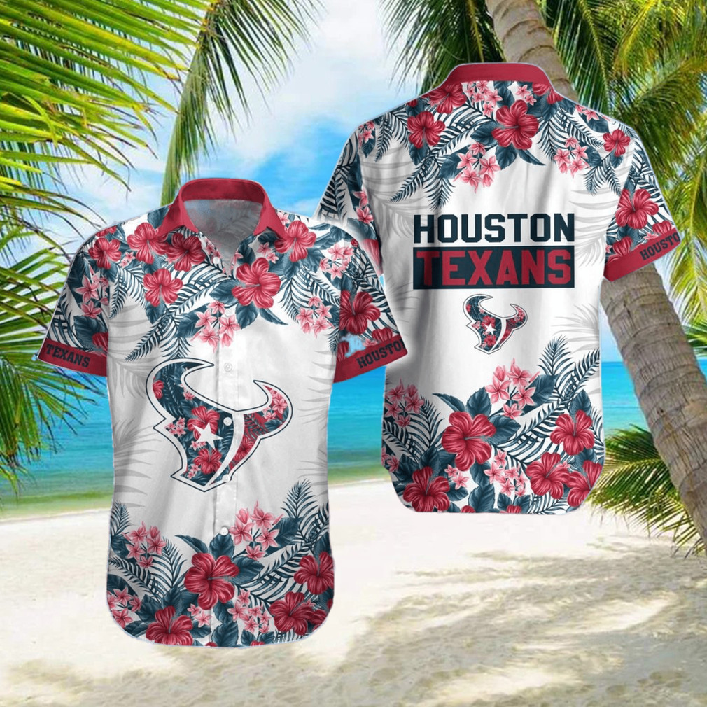 Houston Texans Hibiscus Flowers Hawaiian Shirt Houston Texans Hibiscus Flowers Hawaiian Shirt