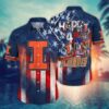 Illinois Fighting Illini America Flag Pattern 4th Of July Hawaiian Shirt