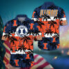 Illinois Fighting Illini Black Palm Tree Island Hawaiian Shirt