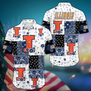 Illinois Fighting Illini Mini Blossom Aloha Hawaiian Shirt