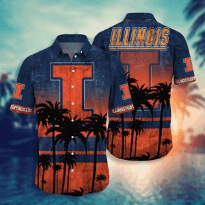 Illinois Fighting Illini Palm Tree Island Hawaiian Shirt