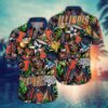 Illinois Fighting Illini Tiki Floral Aloha Hawaiian Shirt