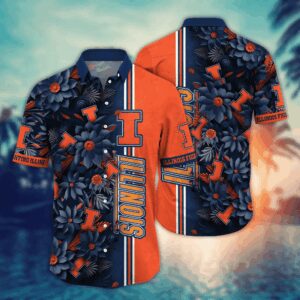 Illinois Fighting Illini Tropical Floral Hawaiian Shirt