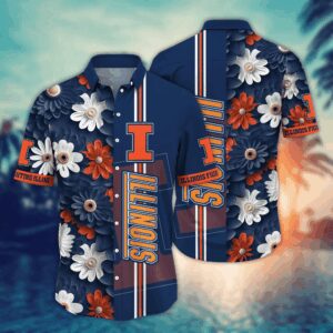 Illinois Fighting Illini Tropical Forest Floral Aloha Hawaiian Shirt