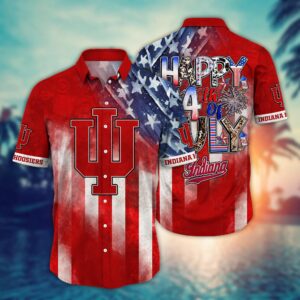 Indiana Hoosiers America Flag Pattern 4th Of July Hawaiian Shirt