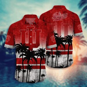 Indiana Hoosiers Black Palm Beach Hawaiian Shirt
