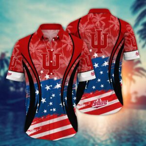 Indiana Hoosiers US Flag Pattern Hawaiian Shirt