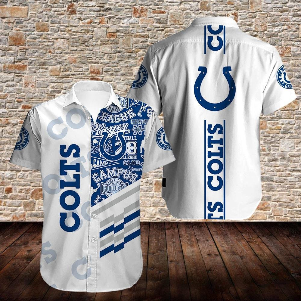 Indianapolis Colts Football Logo Pattern Hawaiian Shirt Indianapolis Colts Football Logo Pattern Hawaiian Shirt