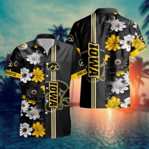 Iowa Hawkeyes Brightly Colored Flower Hawaiian Shirt