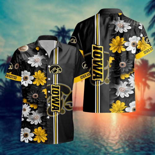 Iowa Hawkeyes Brightly Colored Flower Hawaiian Shirt Iowa Hawkeyes Brightly Colored Flower Hawaiian Shirt