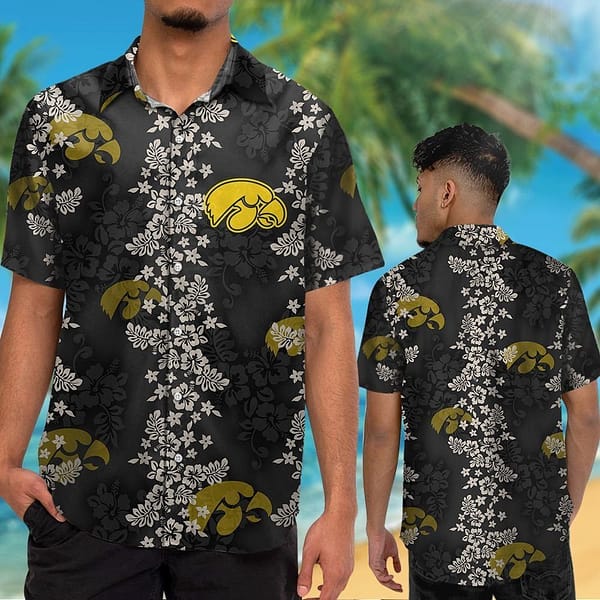 Iowa Hawkeyes Mini Blossom Aloha Hawaiian Shirt Iowa Hawkeyes Mini Blossom Aloha Hawaiian Shirt