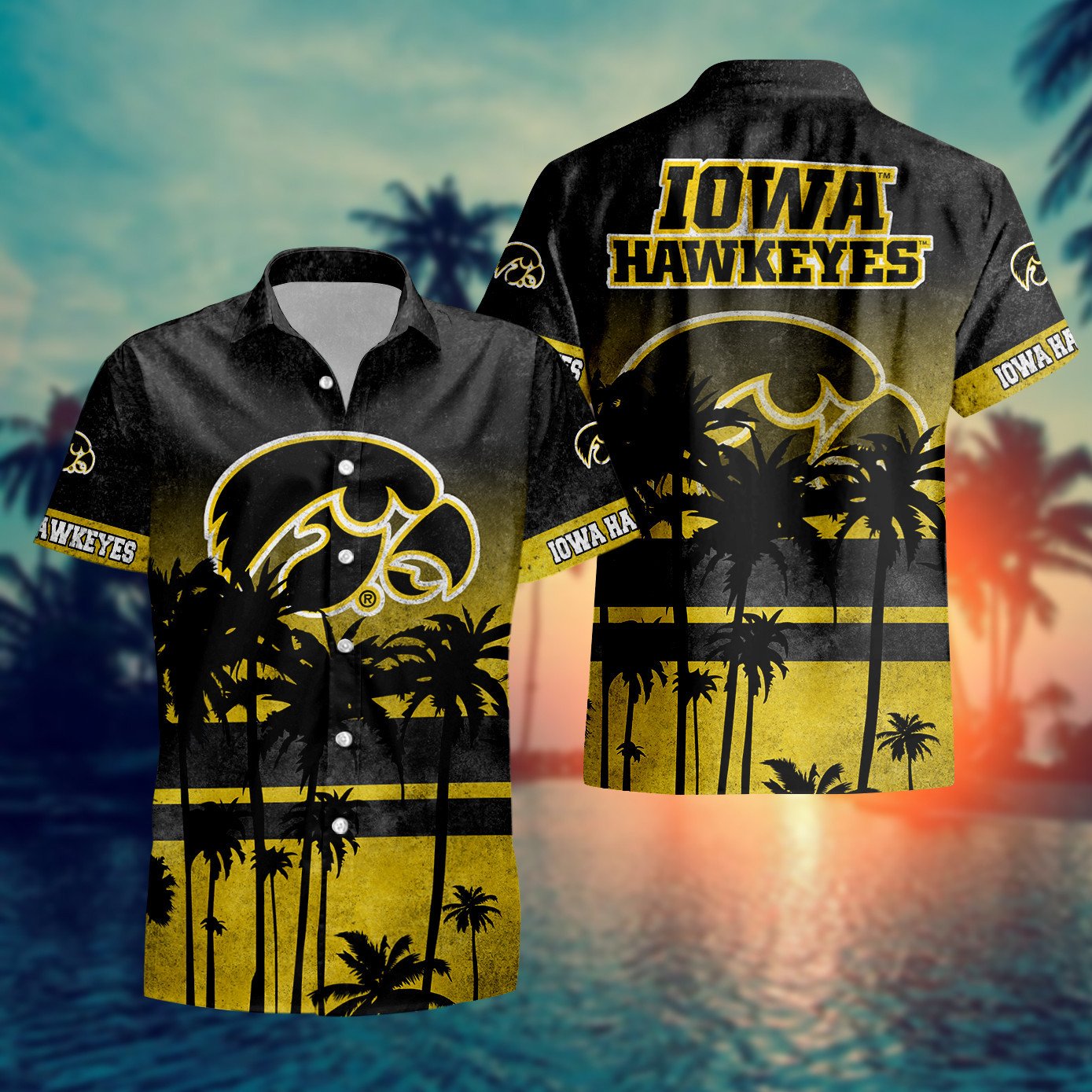 Iowa Hawkeyes Palm Tree Island Hawaiian Shirt Iowa Hawkeyes Palm Tree Island Hawaiian Shirt