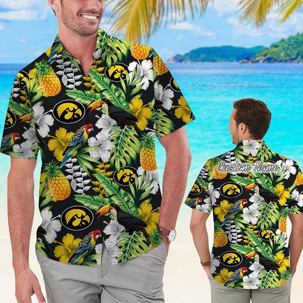 Iowa Hawkeyes Parrot Customized Name Hawaiian Shirt Iowa Hawkeyes Parrot Customized Name Hawaiian Shirt