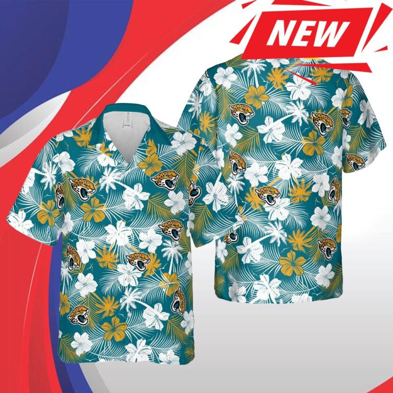 Jacksonville Jaguars Floral Football Aloha Hawaiian Shirt Jacksonville Jaguars Floral Football Aloha Hawaiian Shirt