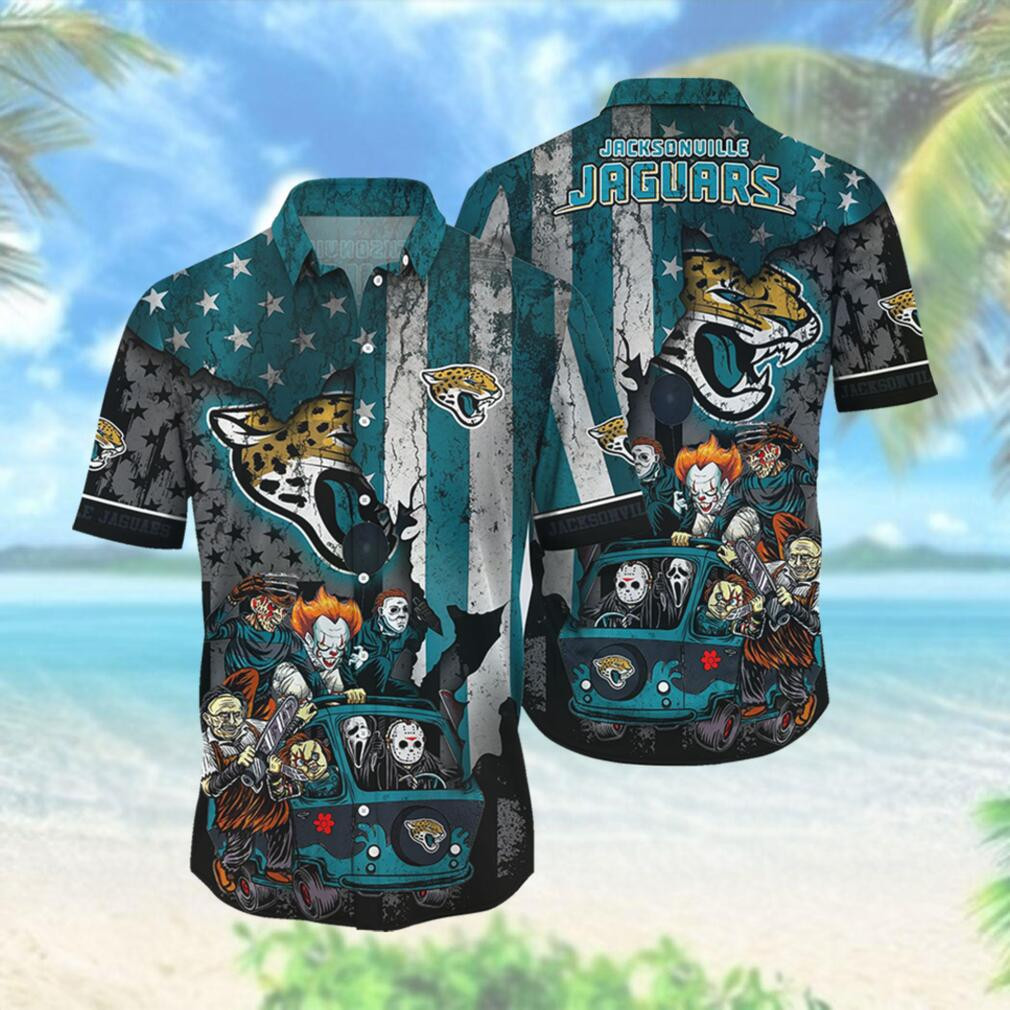 Jacksonville Jaguars Floral Horror Hawaiian Shirt Jacksonville Jaguars Floral Horror Hawaiian Shirt